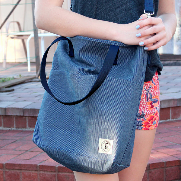 Aria Reversible Messenger: Denim Stitch